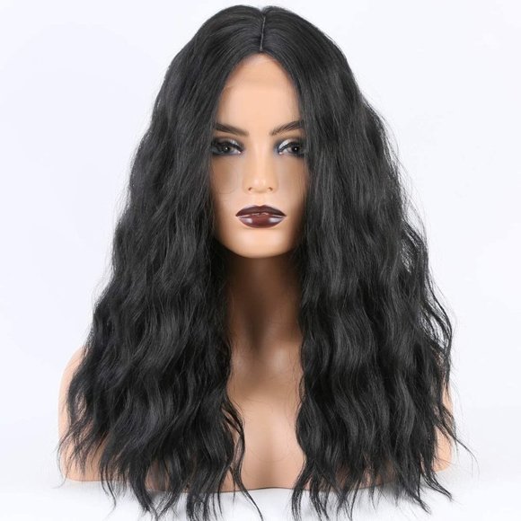 Long Black Wavy Full Cap Wig - 1B Black Hair For Women - Picture 1 of 6